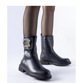Svarta stövlar dekorerade med Wagner - Solea zirkoner 1