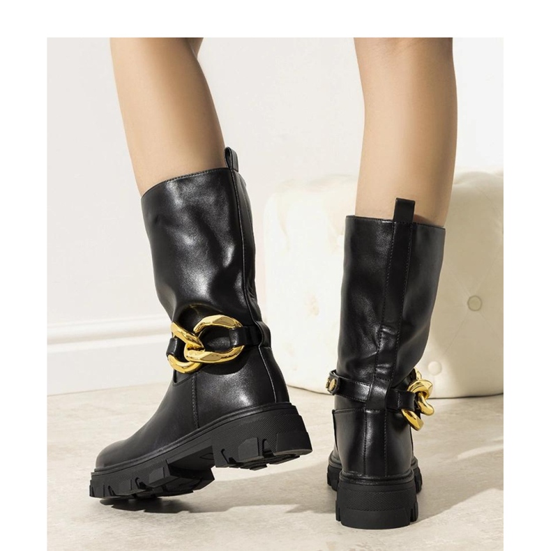 Svarta isolerade stövlar med kedja Harrison - Solea 1