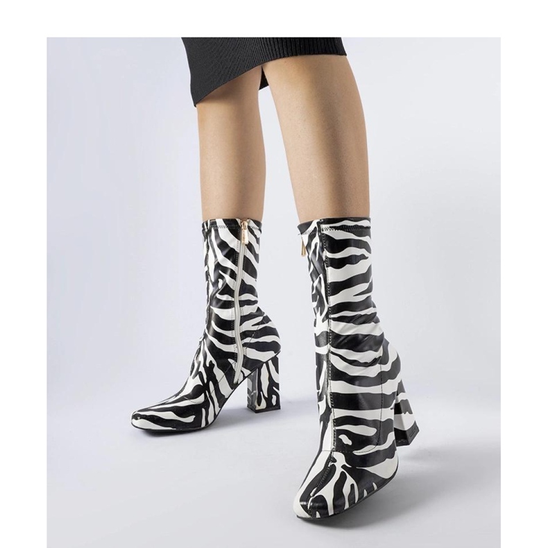 Imitation zebra ankelboots Upland - Solea svart 1