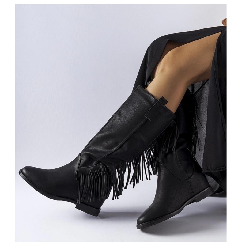 Svart Giorgia - Solea-klädda kilstövlar 1