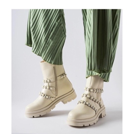 Beige stövlar dekorerade med Callicratide pärlor - Solea 1