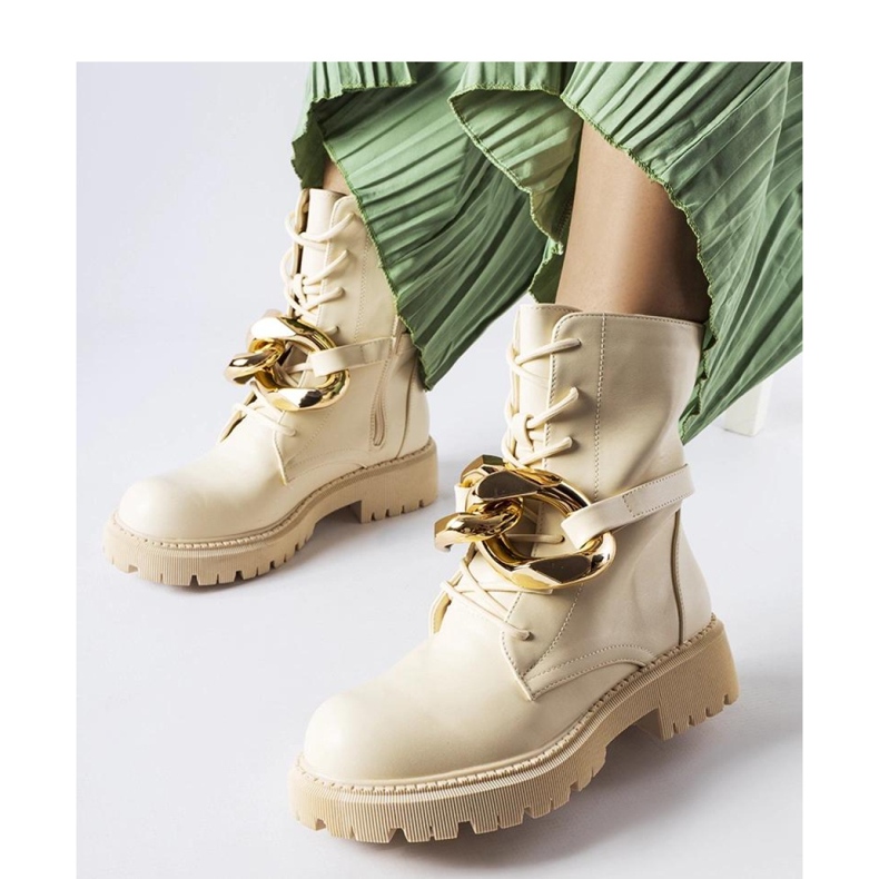 Beiga vandringskängor med Galar-kedja - Solea beige 1