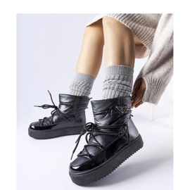 Svarta isolerade snöstövlar med resårband 1