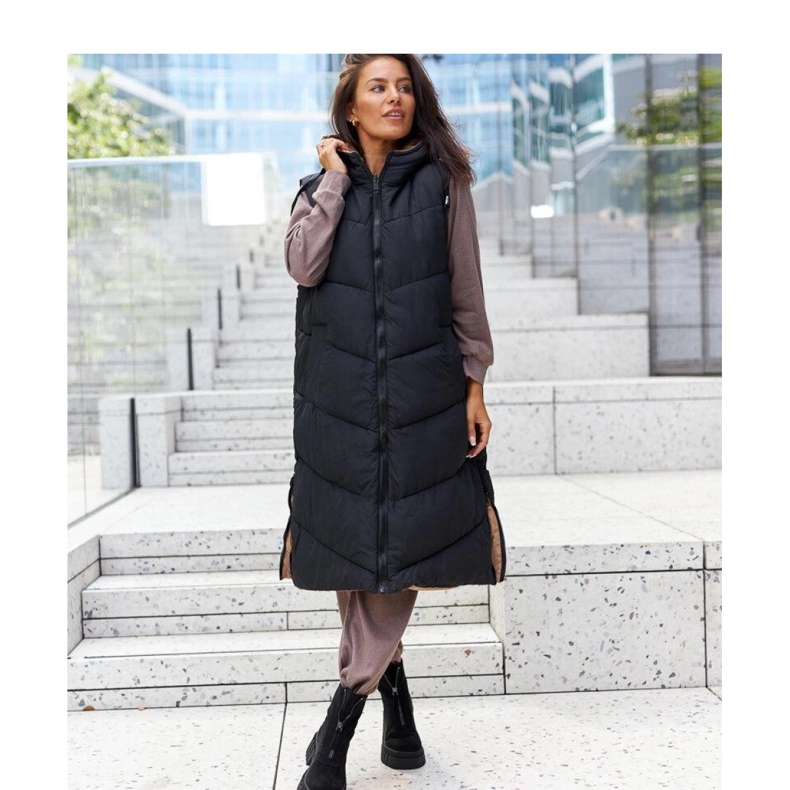 Svarta isolerade stövlar med dragkedja av eko-mocka 1