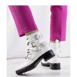 Stövletter för kvinnor med dragkedja och spännen, vita 2