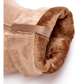 Evento Beige Shavy Isolerade damstövlar med en rynkad ovandel på hög klack 1