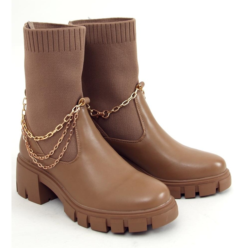 Kaki sock boots beige 1