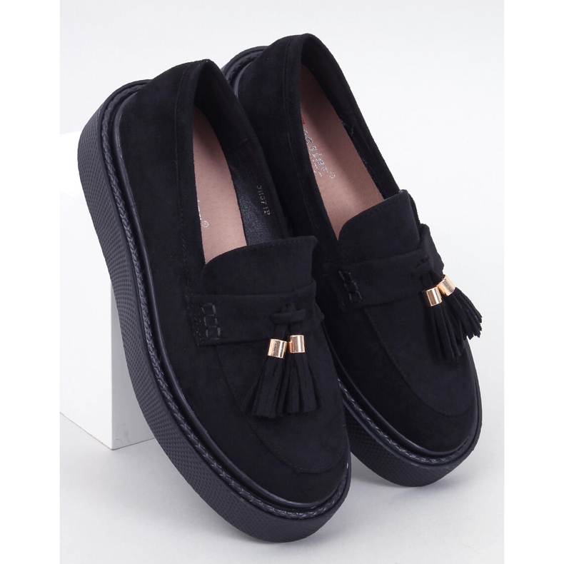 Plattform loafers med fransar Svart 1