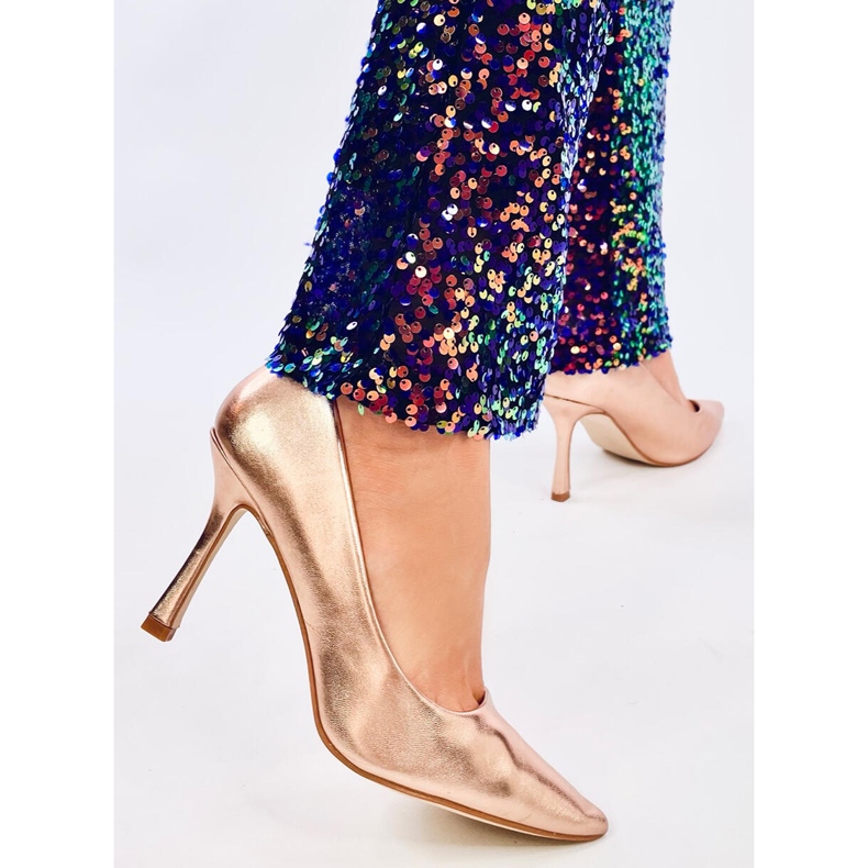 Champagne högklackat dam fullnarv gyllene 1