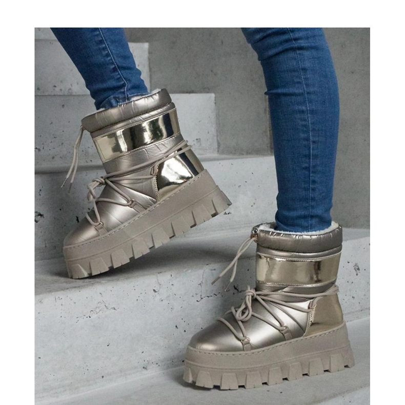 Guld plattform snöstövlar med målade Losta - Solea-inlägg 1