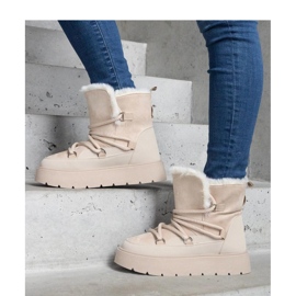 Plattformssnöskor isolerade med päls beige 1