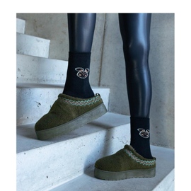 Plattformssnöskor med broderat mönster grön 1