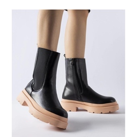 Svarta ankelboots med ljusrosa sula 1