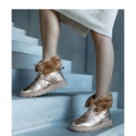 Guldisolerade snöstövlar med krage gyllene 1