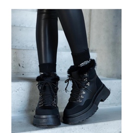 Massiva platåkängor med päls svart 1