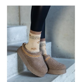 Bruna plattformssnöskor med låg ovandel och broderat Greene - Solea-mönster 2