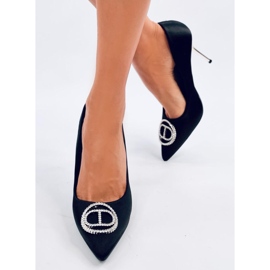 Svarta höga klackar med kristalldekor 2