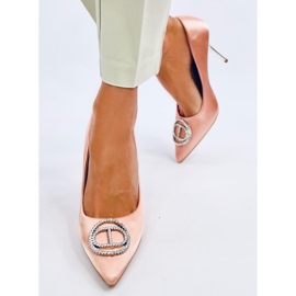 Höga klackar med champagnekristalldekor rosa 1