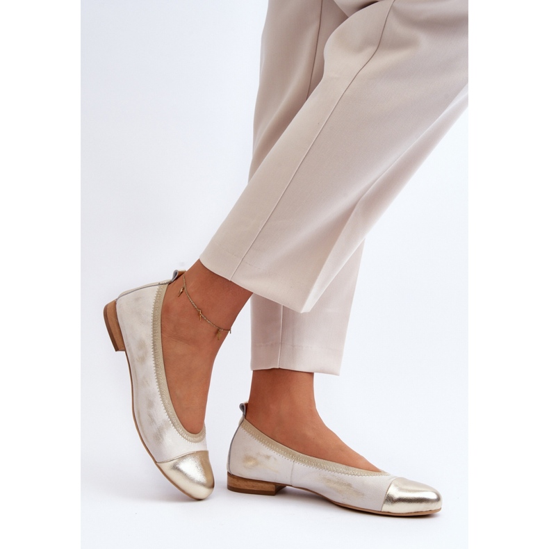 Bekväma balettlägenheter modell Zazoo 2890/004 guld gyllene 1