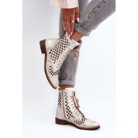 Höga genombrutna stövlar Zazoo 2695/004 Guld gyllene 2