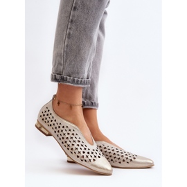 Genombrutna ballerinaskor Modell Zazoo Gold gyllene 1