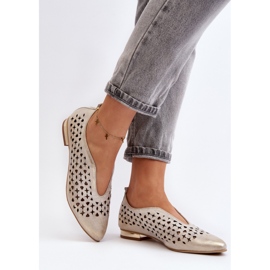 Genombrutna ballerinaskor Modell Zazoo Gold gyllene 2