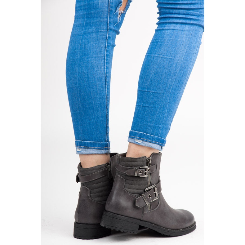 Arbetsstövlar med spännade grå 1