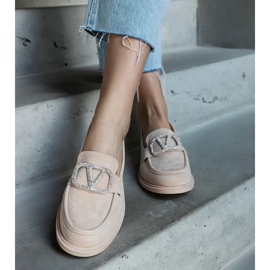 Beige mockasiner dekorerade med strass 1