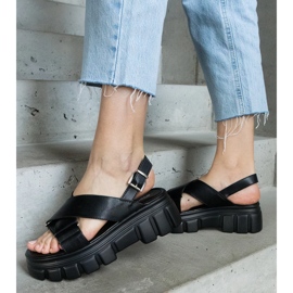 Svarta eleganta Torriana platåsandaler 1