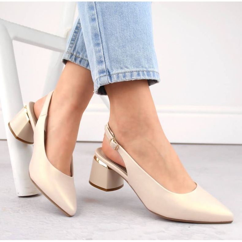 Eleganta helsandaler Sergio Leone W SK439A, beige, pärla 1