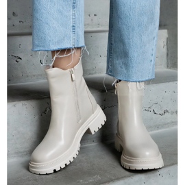 Beige isolerade stövlar med dragkedja, ekologiskt läder 1