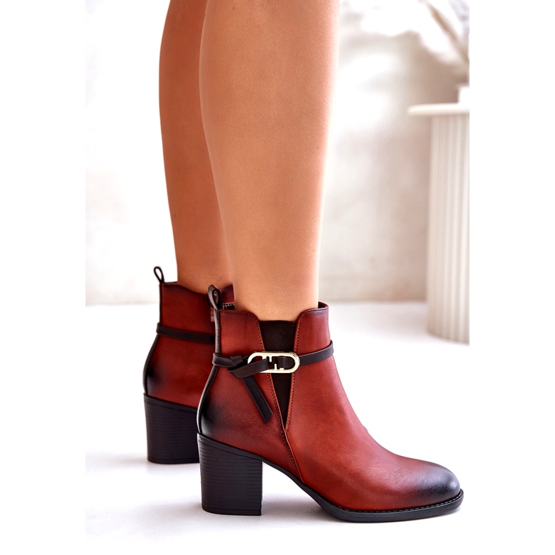 Jezzi Högklackade damstövlar, isolerade, med rem, brun Zinithia 4