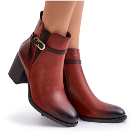 Jezzi Högklackade damstövlar, isolerade, med rem, brun Zinithia 5