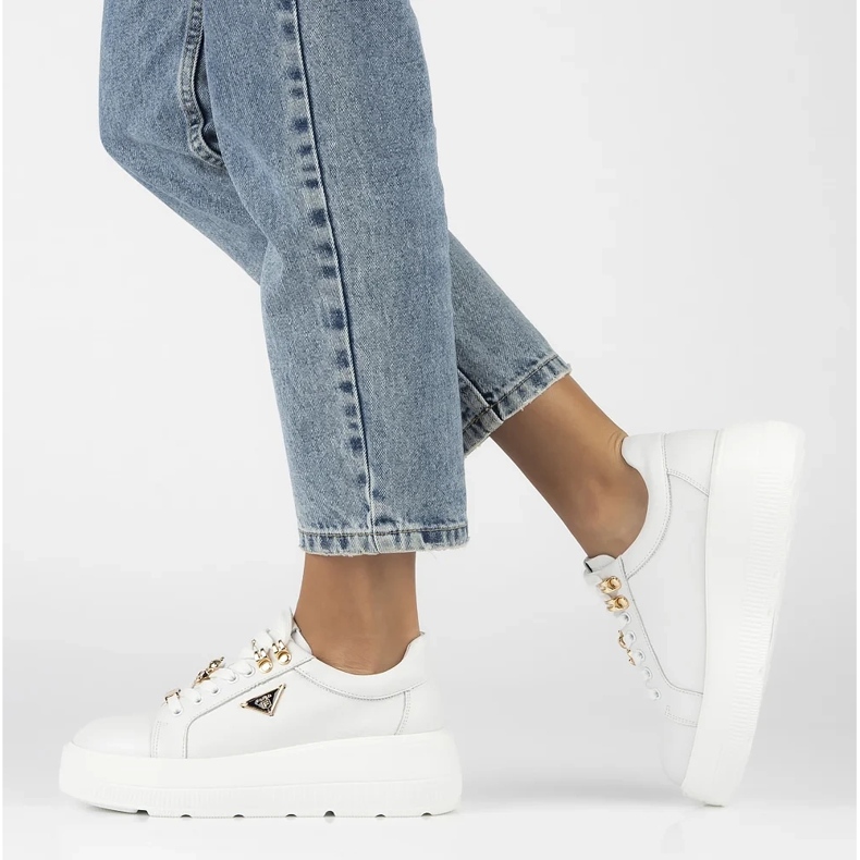 Filippo DP6382/24 Wh läder sneakers, vita 2