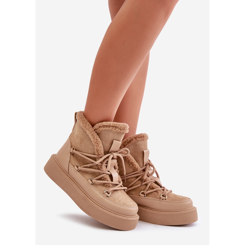 Mörkbeige Tamidra snöstövlar på plattformen 2