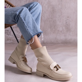 Beige stövlar med ovandel i tyg 2