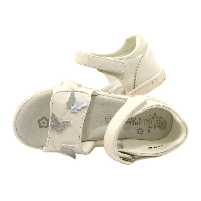 Girls 'kardborrsandaler i fjärilar American Club XD58/22 White vit 6
