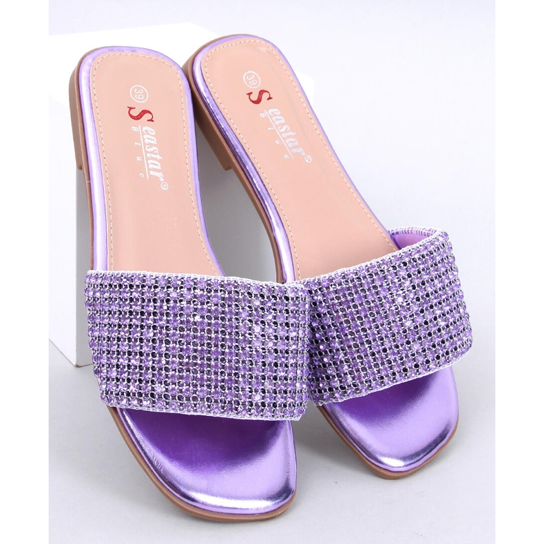 Kvinnors flip flops med lila zirkoner purpur 1