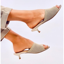 Women's Openwork Flip flops på guld beige 1