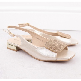 Eleganta damsandaler med guld zirkon dekoration Potocki WS43314 gyllene 1