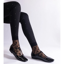 Svarta patenterade balettlägenheter med bälte 1