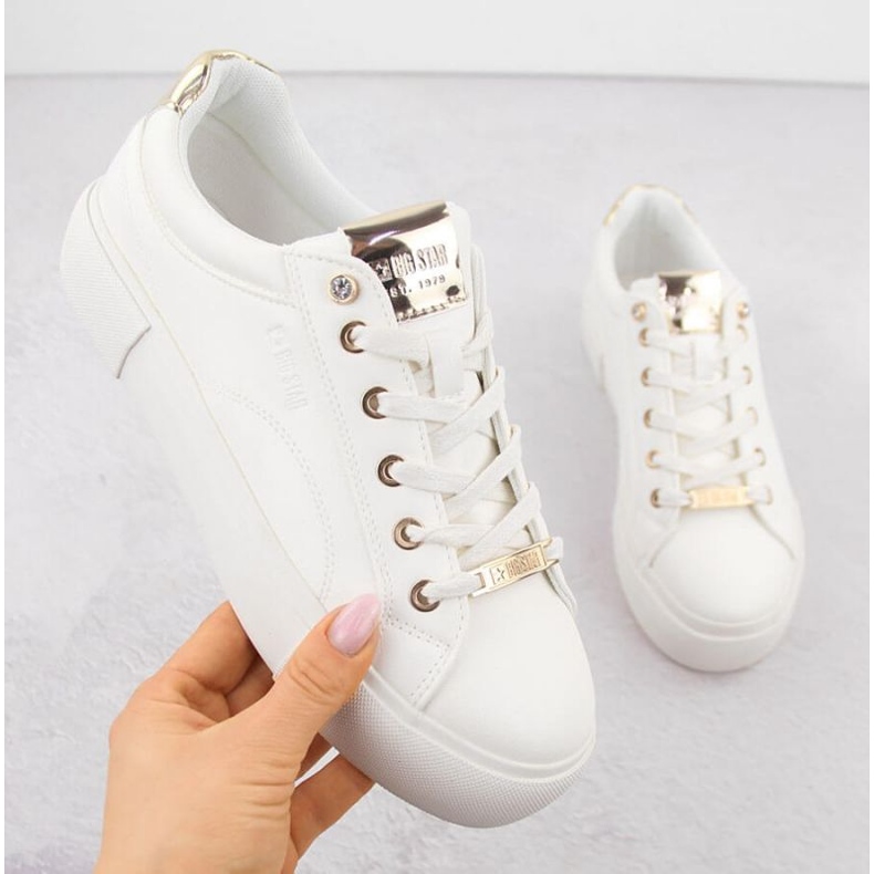 Kvinnors eko-läder sneakers Big Star NN274211 White vit 1