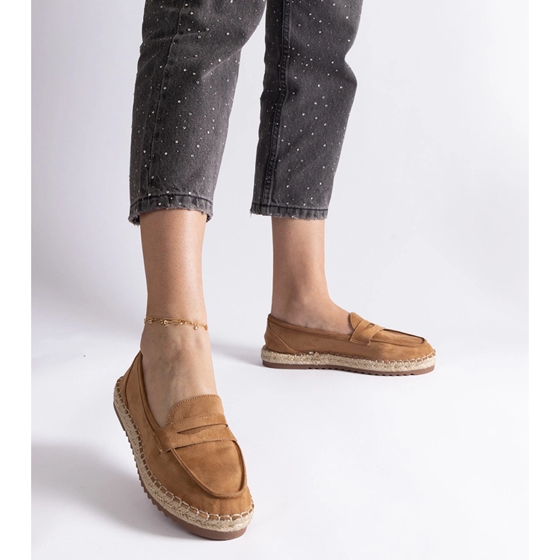Caramel glidande espadrilles på plattformen brun 2