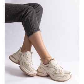 Beige sneakers med massiv sula 1