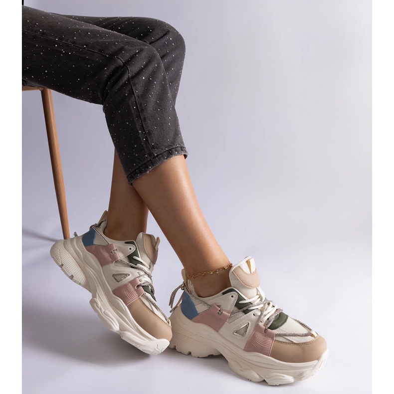 Flerfärgade sportsneakers för kvinnor vit 1