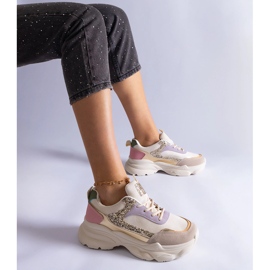 Mångfärgade sneakers med glitterinsatser beige 1