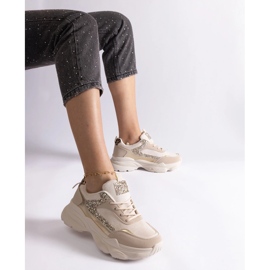 Beige sneakers med glitterinlägg 1