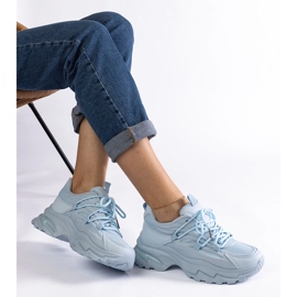 Blå sportsneakers med massiv sula 2