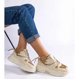 Beige damsneakers med glitter 2