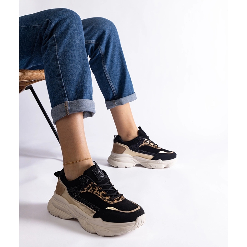 Svarta sneakers med glitterinlägg 1